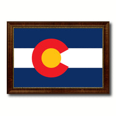 Colorado State Flag Canvas Print with Custom Brown Picture Frame Home Decor Wall Art Decoration Gifts