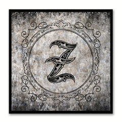 Alphabet Z Black Canvas Print Black Frame Kids Bedroom Wall Décor Home Art