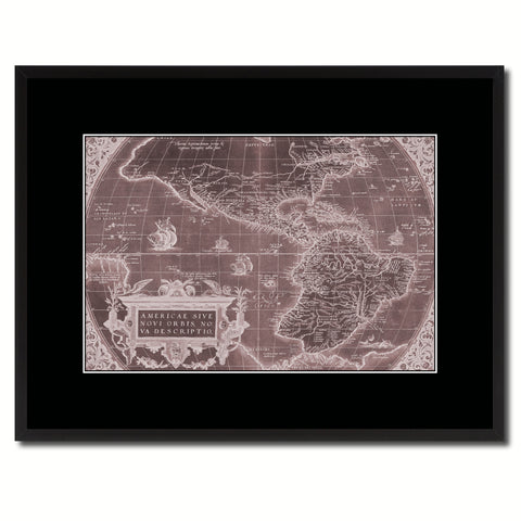 North South America Vintage Vivid Sepia Map Canvas Print, Picture Frames Home Decor Wall Art Decoration Gifts