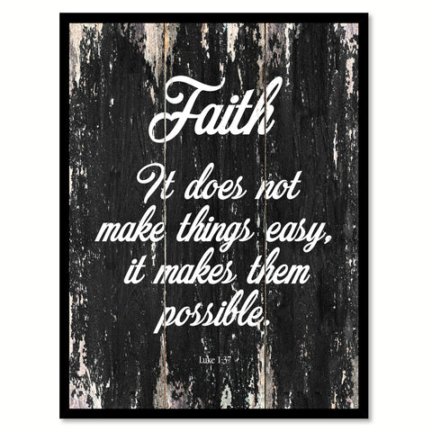 Faith it does not make things easy it makes them possible - Luke 1:37 Bible Verse Gifts Home Decor Wall Art Canvas Print with Custom Picture Frame, Aqua