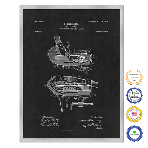 1903 Cork Puller Old Patent Art Print on Canvas Custom Framed Vintage Home Decor Wall Decoration Great for Gifts