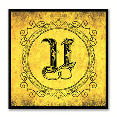 Alphabet U Yellow Canvas Print Black Frame Kids Bedroom Wall Décor Home Art