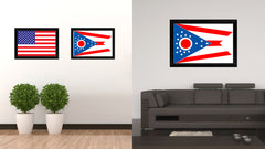 Ohio State Flag Canvas Print with Custom Black Picture Frame Home Decor Wall Art Decoration Gifts