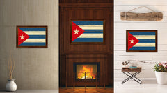 Cuba Country Flag Vintage Canvas Print with Brown Picture Frame Home Decor Gifts Wall Art Decoration Artwork