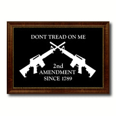 2nd Amendment Dont Tread On Me M4 Rifle Military Flag Canvas Print with Brown Picture Frame Home Decor Wall Art Gift Ideas