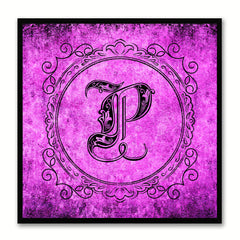 Alphabet P Purple Canvas Print Black Frame Kids Bedroom Wall Décor Home Art