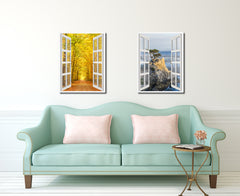 Pathway Autumn Park Yellow Leaves Picture French Window Canvas Print with Frame Gifts Home Decor Wall Art Collection