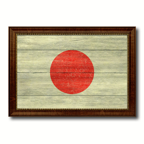 Japan Country Flag Texture Canvas Print with Brown Custom Picture Frame Home Decor Gift Ideas Wall Art Decoration