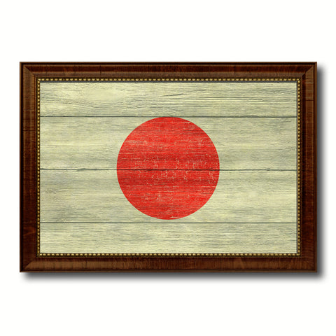 Japan Country Flag Texture Canvas Print with Brown Custom Picture Frame Home Decor Gift Ideas Wall Art Decoration