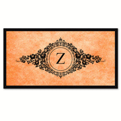 Alphabet Letter Z Orange Canvas Print, Black Custom Frame