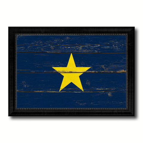 Burnet's 1st Texas Republic 1836-1839 Military Flag Vintage Canvas Print with Black Picture Frame Home Decor Wall Art Decoration Gift Ideas
