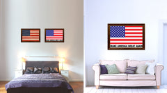 Make America Great Again USA Flag Canvas Print with Brown Picture Frame Home Decor Wall Art Gift Ideas