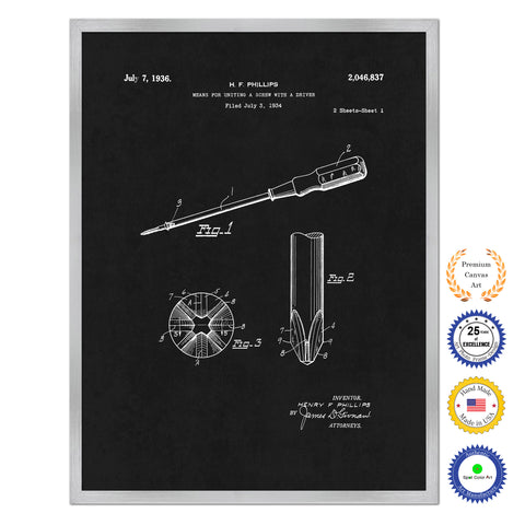 1936 Screwdriver with Driver Old Patent Art Print on Canvas Custom Framed Vintage Home Decor Wall Decoration Great for Gifts