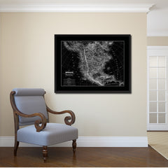 North America Canada Mexico Vintage Monochrome Map Canvas Print, Gifts Picture Frames Home Decor Wall Art