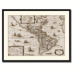 America Vintage Sepia Map Canvas Print, Picture Frame Gifts Home Decor Wall Art Decoration