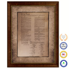 Constitution We The People Canvas Print Home Decor Wall Art, Sepia, Brown Framed