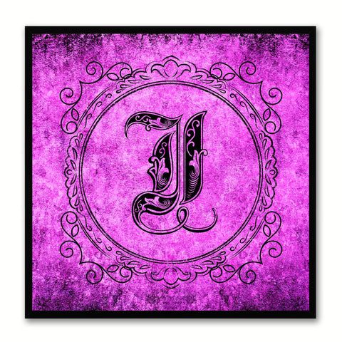 Alphabet I Purple Canvas Print Black Frame Kids Bedroom Wall Décor Home Art