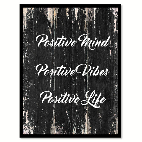 Positive mind positive vibes positive life Motivational Quote Saying Canvas Print with Picture Frame Home Decor Wall Art