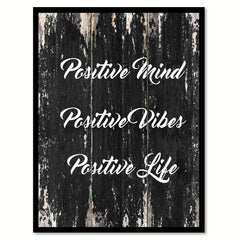 Positive mind positive vibes positive life Motivational Quote Saying Canvas Print with Picture Frame Home Decor Wall Art