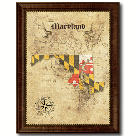 Maryland State Vintage Map Home Decor Wall Art Office Decoration Gift Ideas