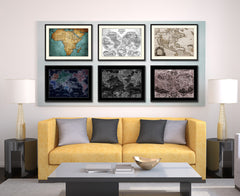 Macro Closeup Vintage Vivid Sepia Map Canvas Print, Picture Frames Home Decor Wall Art Decoration Gifts