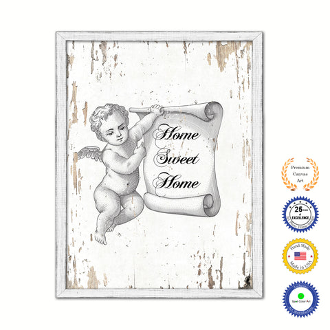 Home Sweet Home Vintage Saying Gifts Home Decor Wall Art Canvas Print with Custom Picture Frame