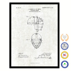 1907 Catcher's Mask Old Patent Art Print on Canvas Custom Framed Vintage Home Decor Wall Decoration Great for Gifts