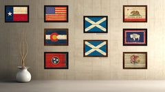 Scotland Country Flag Vintage Canvas Print with Brown Picture Frame Home Decor Gifts Wall Art Decoration Artwork