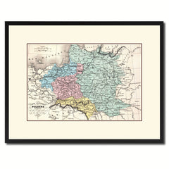 Poland Prussia Germany Vintage Antique Map Wall Art Home Decor Gift Ideas Canvas Print Custom Picture Frame