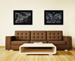 Ontario Canada Vintage Monochrome Map Canvas Print, Gifts Picture Frames Home Decor Wall Art