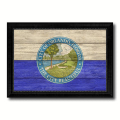 Orlando City Florida State Texture Flag Canvas Print Black Picture Frame