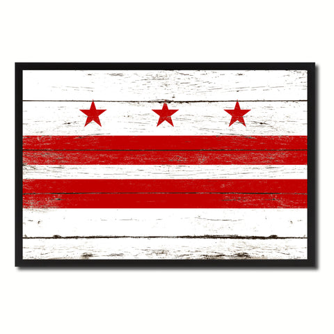 Washington DC Flag Vintage Canvas Print with Black Picture Frame Home Decor Wall Art Collectible Decoration Artwork Gifts