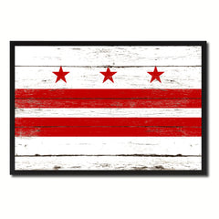 Washington DC Flag Vintage Canvas Print with Black Picture Frame Home Decor Wall Art Collectible Decoration Artwork Gifts