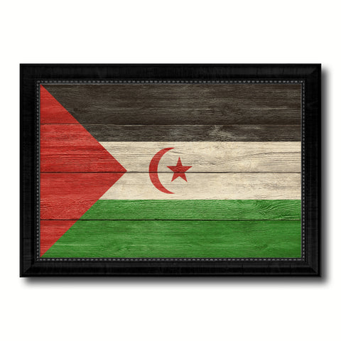 Sahrawi Arab Democratic Republic Country Flag Texture Canvas Print with Black Picture Frame Home Decor Wall Art Decoration Collection Gift Ideas
