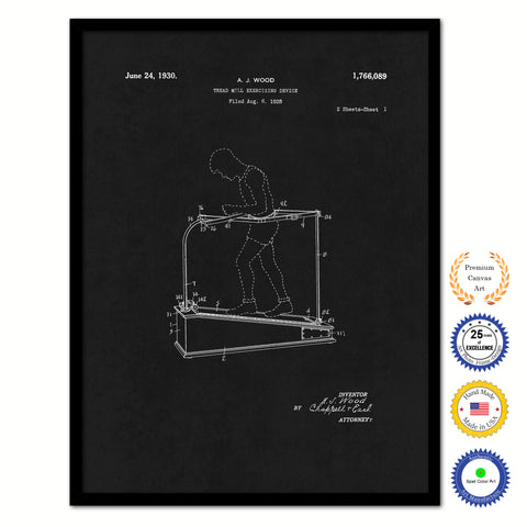 1930 Tread Mill Exercising Device Old Patent Art Print on Canvas Custom Framed Vintage Home Decor Wall Decoration Great for Gifts
