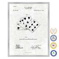 1898 Poker Cards Game Old Patent Art Print on Canvas Custom Framed Vintage Home Decor Wall Decoration Great for Gifts