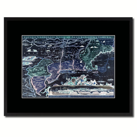 New England Vintage Vivid Color Map Canvas Print, Picture Frame Home Decor Wall Art Office Decoration Gift Ideas