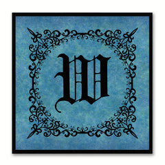 Alphabet W Blue Canvas Print Black Frame Kids Bedroom Wall Décor Home Art