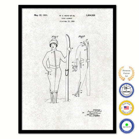 1931 Sport Garment Old Patent Art Print on Canvas Custom Framed Vintage Home Decor Wall Decoration Great for Gifts