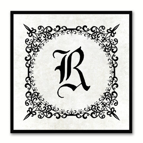 Alphabet R White Canvas Print Black Frame Kids Bedroom Wall Décor Home Art