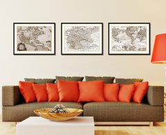 Prussia Germany Vintage Sepia Map Canvas Print, Picture Frame Gifts Home Decor Wall Art Decoration