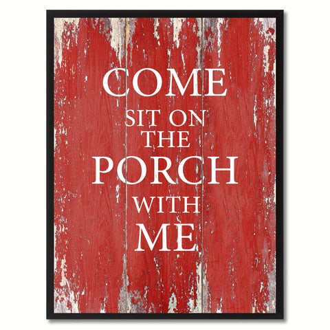 Come Sit On The Porch With Me Saying Canvas Print, Black Picture Frame Home Decor Wall Art Gifts