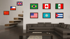 South Dakota State Flag Canvas Print with Custom Brown Picture Frame Home Decor Wall Art Decoration Gifts