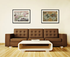 New England Vintage Antique Map Wall Art Home Decor Gift Ideas Canvas Print Custom Picture Frame