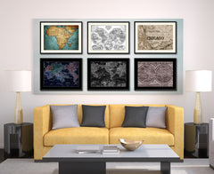 Chicago Illinois Vintage Sepia Map Canvas Print, Picture Frame Gifts Home Decor Wall Art Decoration