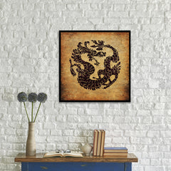 Zodiac Dragon Horoscope Brown Canvas Print Black Custom Frame Home Decor Wall Art