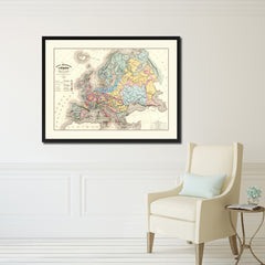 Europe Geological Vintage Antique Map Wall Art Home Decor Gift Ideas Canvas Print Custom Picture Frame