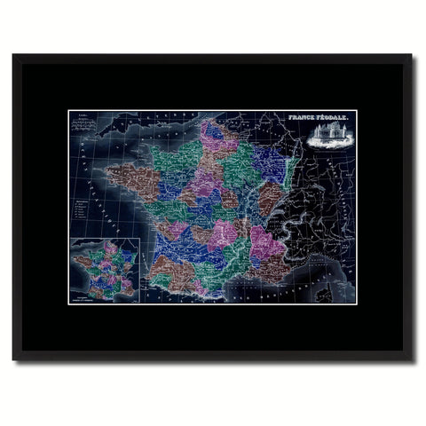 Mideavel France Crusades Vintage Vivid Color Map Canvas Print, Picture Frame Home Decor Wall Art Office Decoration Gift Ideas