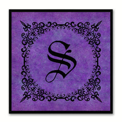 Alphabet S Purple Canvas Print Black Frame Kids Bedroom Wall Décor Home Art