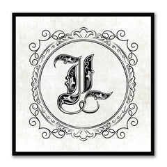 Alphabet L White Canvas Print Black Frame Kids Bedroom Wall Décor Home Art